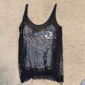 All Saints Black and Gray Sequin Tank Top